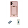 MARSİLYAN™- iPhone 12 Kılıf Kozmos Minimal Prime - Şeffaf Pasifik Cam Ekran Koruyucu + Shine Kamera Lens Koruma Cam - GS