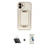 MARSİLYAN™- iPhone 12 Kılıf Kozmos Minimal Prime - Şeffaf Pasifik Cam Ekran Koruyucu + Kamera Lens Koruma Cam - SF