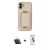 MARSİLYAN™- iPhone 12 Kılıf Kozmos Minimal Prime - Şeffaf Pasifik Cam Ekran Koruyucu + Kamera Lens Koruma Cam - SF