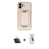 MARSİLYAN™- iPhone 12 Kılıf Kozmos Minimal Prime - Şeffaf Pasifik Cam Ekran Koruyucu + Kamera Lens Koruma Cam - SF