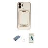 MARSİLYAN™- iPhone 12 Kılıf Kozmos Minimal Prime - Şeffaf Pasifik Cam Ekran Koruyucu + Metal Kamera Lens Koruma Cam - MI