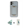 MARSİLYAN™- iPhone 12 Kılıf Kozmos Minimal Prime - Şeffaf Pasifik Cam Ekran Koruyucu + Raze Metal Kamera Lens - MI
