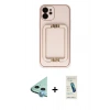 MARSİLYAN™- iPhone 12 Kılıf Kozmos Minimal Prime - Şeffaf Pasifik Cam Ekran Koruyucu + Raze Metal Kamera Lens - MI