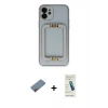 MARSİLYAN™- iPhone 12 Kılıf Kozmos Minimal Prime - Şeffaf Pasifik Cam Ekran Koruyucu + Shine Kamera Lens Koruma Cam - PE