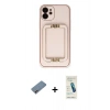 MARSİLYAN™- iPhone 12 Kılıf Kozmos Minimal Prime - Şeffaf Pasifik Cam Ekran Koruyucu + Shine Kamera Lens Koruma Cam - PE