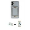 MARSİLYAN™- iPhone 12 Kılıf Kozmos Minimal Prime - Şeffaf Pasifik Cam Ekran Koruyucu + Rainbow Kamera Lens Koruma Cam - YL
