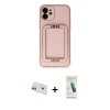 MARSİLYAN™- iPhone 12 Kılıf Kozmos Minimal Prime - Şeffaf Pasifik Cam Ekran Koruyucu + Rainbow Kamera Lens Koruma Cam - YL