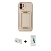 MARSİLYAN™- iPhone 12 Kılıf Kozmos Minimal Prime - Şeffaf Pasifik Cam Ekran Koruyucu + Rainbow Kamera Lens Koruma Cam - YL