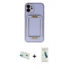 MARSİLYAN™- iPhone 12 Kılıf Kozmos Minimal Prime - Şeffaf Pasifik Cam Ekran Koruyucu + Rainbow Kamera Lens Koruma Cam - YL