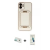 MARSİLYAN™- iPhone 12 Kılıf Kozmos Minimal Prime - Şeffaf Pasifik Cam Ekran Koruyucu + Rainbow Kamera Lens Koruma Cam - YL