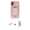 MARSİLYAN™- iPhone 12 Kılıf Kozmos Minimal Prime - Şeffaf Pasifik Cam Ekran Koruyucu + Renkli Kamera Lens Koruma Cam - SI