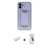 MARSİLYAN™- iPhone 12 Kılıf Kozmos Minimal Prime - Şeffaf Pasifik Cam Ekran Koruyucu + Renkli Kamera Lens Koruma Cam - SI