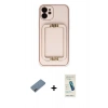 MARSİLYAN™- iPhone 12 Kılıf Kozmos Minimal Prime - Şeffaf Pasifik Cam Ekran Koruyucu + Shine Kamera Lens Koruma Cam - GI