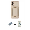 MARSİLYAN™- iPhone 12 Kılıf Kozmos Minimal Prime - Şeffaf Pasifik Cam Ekran Koruyucu + Shine Kamera Lens Koruma Cam - GD