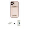MARSİLYAN™- iPhone 12 Kılıf Kozmos Minimal Prime - Şeffaf Pasifik Cam Ekran Koruyucu + Renkli Kamera Lens Koruma Cam - YL