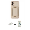 MARSİLYAN™- iPhone 12 Kılıf Kozmos Minimal Prime - Şeffaf Pasifik Cam Ekran Koruyucu + Renkli Kamera Lens Koruma Cam - YL