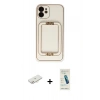 MARSİLYAN™- iPhone 12 Kılıf Kozmos Minimal Prime - Şeffaf Pasifik Cam Ekran Koruyucu + Renkli Kamera Lens Koruma Cam - YL