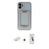 MARSİLYAN™- iPhone 12 Kılıf Kozmos Minimal Prime - Şeffaf Pasifik Cam Ekran Koruyucu + Renkli Kamera Lens Koruma Cam - YL