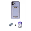 MARSİLYAN™- iPhone 12 Kılıf Kozmos Minimal Prime - Siyah Bilvis 5in1 3D Magic Cam Ekran Koruyucu + Metal Kamera Lens Koruma Cam - GD