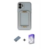 MARSİLYAN™- iPhone 12 Kılıf Kozmos Minimal Prime - Siyah Bilvis 5in1 3D Magic Cam Ekran Koruyucu + Shine Kamera Lens Koruma Cam - GS