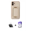 MARSİLYAN™- iPhone 12 Kılıf Kozmos Minimal Prime - Siyah Bilvis 5in1 3D Magic Cam Ekran Koruyucu + Kamera Lens Koruma Cam - SF