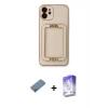 MARSİLYAN™- iPhone 12 Kılıf Kozmos Minimal Prime - Siyah Bilvis 5in1 3D Magic Cam Ekran Koruyucu + Metal Kamera Lens Koruma Cam - AKYL