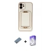 MARSİLYAN™- iPhone 12 Kılıf Kozmos Minimal Prime - Siyah Bilvis 5in1 3D Magic Cam Ekran Koruyucu + Metal Kamera Lens Koruma Cam - AKYL