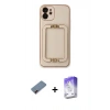 MARSİLYAN™- iPhone 12 Kılıf Kozmos Minimal Prime - Siyah Bilvis 5in1 3D Magic Cam Ekran Koruyucu + Metal Kamera Lens Koruma Cam - KI