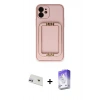 MARSİLYAN™- iPhone 12 Kılıf Kozmos Minimal Prime - Siyah Bilvis 5in1 3D Magic Cam Ekran Koruyucu + Mor Rainbow Kamera Lens Koruma Cam