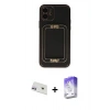 MARSİLYAN™- iPhone 12 Kılıf Kozmos Minimal Prime - Siyah Bilvis 5in1 3D Magic Cam Ekran Koruyucu + Mor Rainbow Kamera Lens Koruma Cam