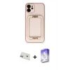 MARSİLYAN™- iPhone 12 Kılıf Kozmos Minimal Prime - Siyah Bilvis 5in1 3D Magic Cam Ekran Koruyucu + Mor Rainbow Kamera Lens Koruma Cam