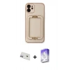 MARSİLYAN™- iPhone 12 Kılıf Kozmos Minimal Prime - Siyah Bilvis 5in1 3D Magic Cam Ekran Koruyucu + Mor Rainbow Kamera Lens Koruma Cam