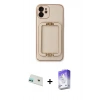 MARSİLYAN™- iPhone 12 Kılıf Kozmos Minimal Prime - Siyah Bilvis 5in1 3D Magic Cam Ekran Koruyucu + Rainbow Kamera Lens Koruma Cam - YL