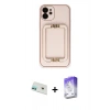 MARSİLYAN™- iPhone 12 Kılıf Kozmos Minimal Prime - Siyah Bilvis 5in1 3D Magic Cam Ekran Koruyucu + Rainbow Kamera Lens Koruma Cam - YL