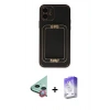 MARSİLYAN™- iPhone 12 Kılıf Kozmos Minimal Prime - Siyah Bilvis 5in1 3D Magic Cam Ekran Koruyucu + Raze Metal Kamera Lens - KI
