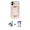 MARSİLYAN™- iPhone 12 Kılıf Kozmos Minimal Prime - Siyah Bilvis 5in1 3D Magic Cam Ekran Koruyucu + Raze Metal Kamera Lens - KI