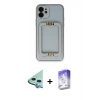MARSİLYAN™- iPhone 12 Kılıf Kozmos Minimal Prime - Siyah Bilvis 5in1 3D Magic Cam Ekran Koruyucu + Raze Metal Kamera Lens - MI