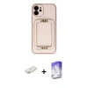 MARSİLYAN™- iPhone 12 Kılıf Kozmos Minimal Prime - Siyah Bilvis 5in1 3D Magic Cam Ekran Koruyucu + Renkli Kamera Lens Koruma Cam - TU