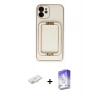 MARSİLYAN™- iPhone 12 Kılıf Kozmos Minimal Prime - Siyah Bilvis 5in1 3D Magic Cam Ekran Koruyucu + Renkli Kamera Lens Koruma Cam - SI