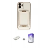 MARSİLYAN™- iPhone 12 Kılıf Kozmos Minimal Prime - Siyah Bilvis 5in1 3D Magic Cam Ekran Koruyucu + Renkli Kamera Lens Koruma Cam - TU