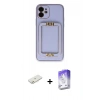 MARSİLYAN™- iPhone 12 Kılıf Kozmos Minimal Prime - Siyah Bilvis 5in1 3D Magic Cam Ekran Koruyucu + Renkli Kamera Lens Koruma Cam - TU