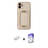 MARSİLYAN™- iPhone 12 Kılıf Kozmos Minimal Prime - Siyah Bilvis 5in1 3D Magic Cam Ekran Koruyucu + Renkli Kamera Lens Koruma Cam - TU