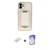 MARSİLYAN™- iPhone 12 Kılıf Kozmos Minimal Prime - Siyah Bilvis 5in1 3D Magic Cam Ekran Koruyucu + Sarı Renkli Kamera Lens Koruma Cam