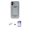 MARSİLYAN™- iPhone 12 Kılıf Kozmos Minimal Prime - Siyah Bilvis 5in1 3D Magic Cam Ekran Koruyucu + Sarı Renkli Kamera Lens Koruma Cam