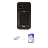 MARSİLYAN™- iPhone 12 Kılıf Kozmos Minimal Prime - Siyah Bilvis 5in1 3D Magic Cam Ekran Koruyucu + Yeşil Renkli Kamera Lens Koruma Cam