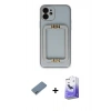 MARSİLYAN™- iPhone 12 Kılıf Kozmos Minimal Prime - Siyah Bilvis 5in1 5D Magic Hayalet Cam Ekran Koruyucu + Shine Kamera Lens Koruma Cam - SABE