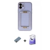 MARSİLYAN™- iPhone 12 Kılıf Kozmos Minimal Prime - Siyah Bilvis 5in1 5D Magic Hayalet Cam Ekran Koruyucu + Shine Kamera Lens Koruma Cam - GD
