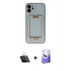 MARSİLYAN™- iPhone 12 Kılıf Kozmos Minimal Prime - Siyah Bilvis 5in1 5D Magic Hayalet Cam Ekran Koruyucu + Kamera Lens Koruma Cam - SF