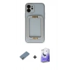 MARSİLYAN™- iPhone 12 Kılıf Kozmos Minimal Prime - Siyah Bilvis 5in1 5D Magic Hayalet Cam Ekran Koruyucu + Metal Kamera Lens Koruma Cam - AKYL