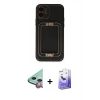 MARSİLYAN™- iPhone 12 Kılıf Kozmos Minimal Prime - Siyah Bilvis 5in1 5D Magic Hayalet Cam Ekran Koruyucu + Raze Metal Kamera Lens - KI